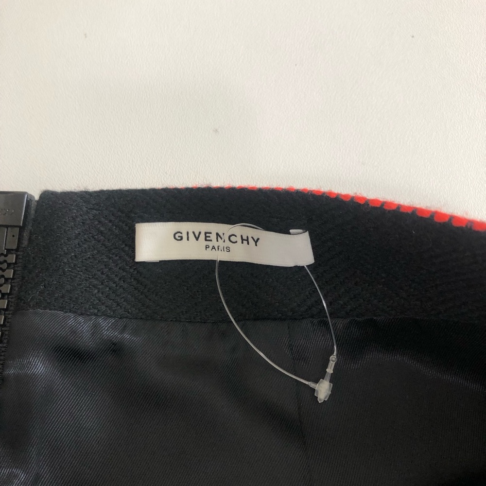 New Givenchy Basket Weave wool stripe pencil skirt black red stripe - Picture 8 of 12